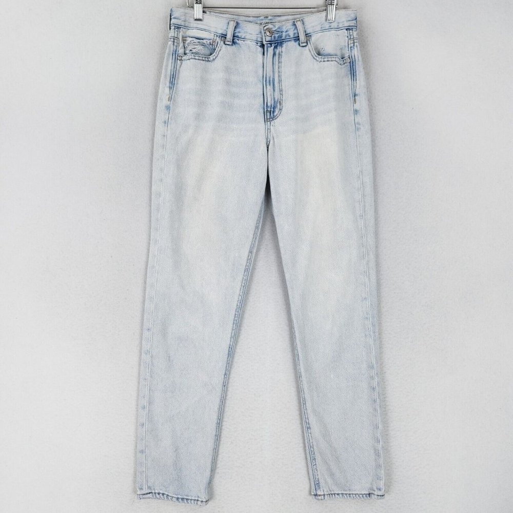 American Eagle Jeans Womens 6 Long Blue Mom Jean Light Wash High Waist Denim